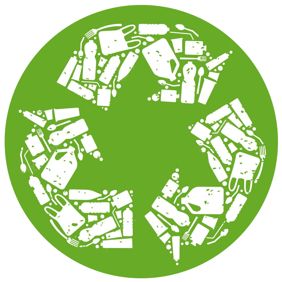 recycle icon composed by plastic litters concept